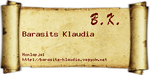 Barasits Klaudia névjegykártya